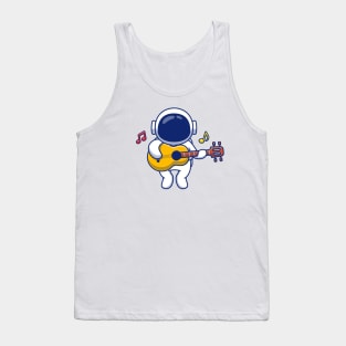 Cute Astronaut Playing Guitar Tank Top